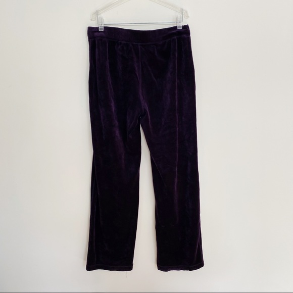 Jones New York Sport Deep Purple Velour Velvet Track Lounge Cotton Straight Pant - Picture 2 of 3